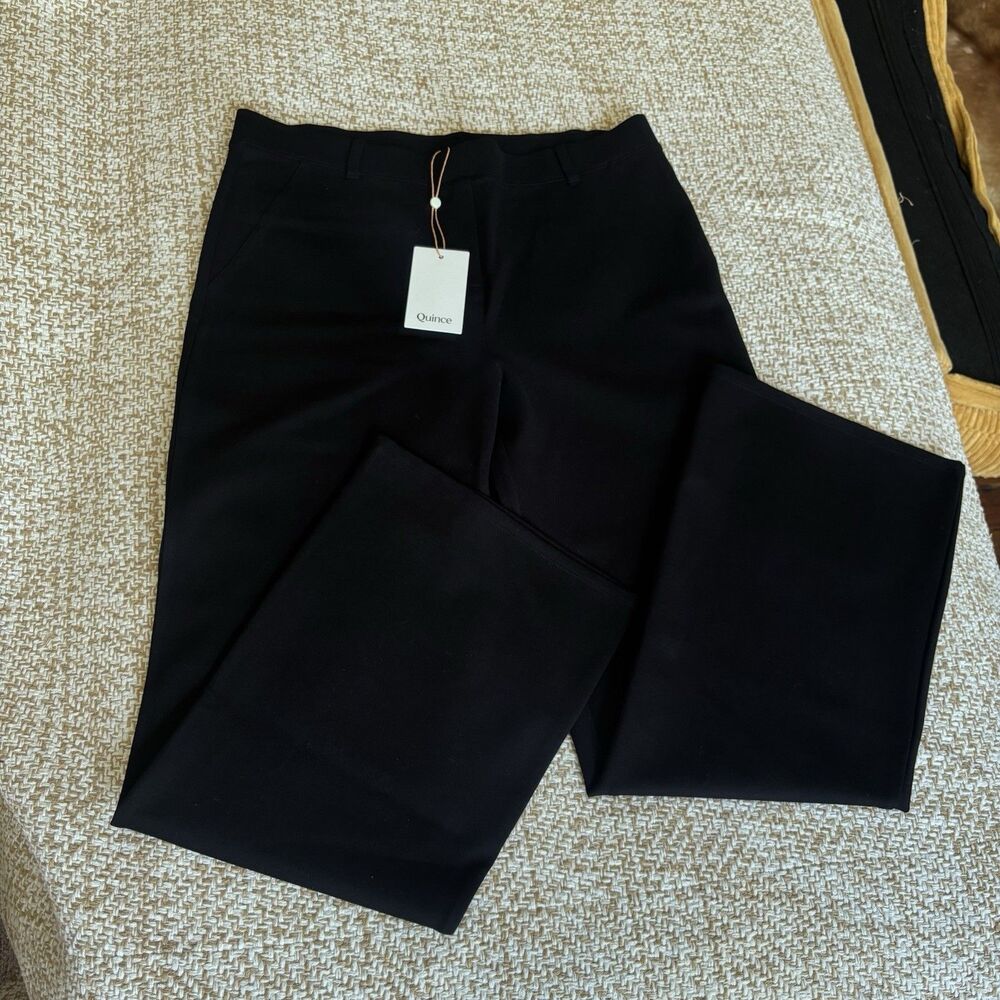 NWT Quince Petite Size PL Black Straight Leg Stretch Pull On Dress Pants - NEW